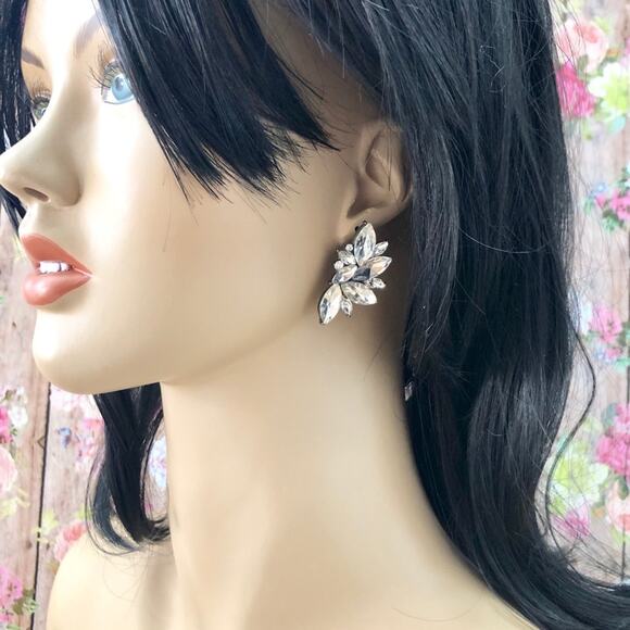 Pink Crystal Cluster Earrings - Picture 3 of 4